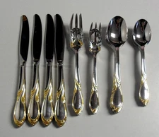Yamazaki CACHE (GOLD ACCENTS) Stainless 20 Piece Sets FOUR PLACE SETTINGS
