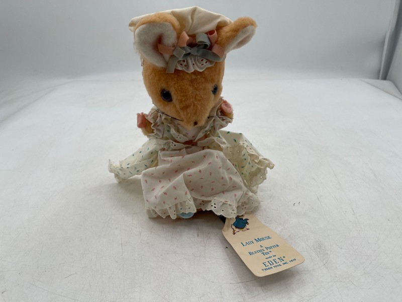 Vintage Eden Toys Beatrix Potter Plush Lady Mouse 1972 10" Stuffed Animal