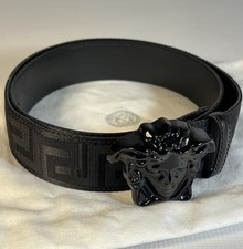 Versace Men s Belt Medusa Black Gloss Buckle Authentic Excellent