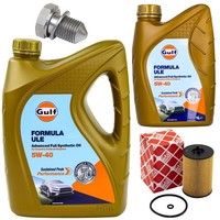 MotoröL Filter Set Gulf Formula ULE 5W-40 6 Liter + Schraube FüR VW Golf Touran