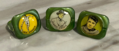 Vintage KELLOGG'S  Cereal 1950's  Rings -JACK KRAMER, DENNIS O'KEEFE & LANCASTER