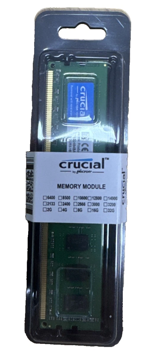 Barrette RAM Crucial 8 Go DDR3 1600 MHz – Testée Et Fonctionnelle – Mise à Niveau PC