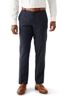 NWT Perry Ellis Mens Dark Sapphire Pinstripe Slim Fit Formal Dress Pants 33x32