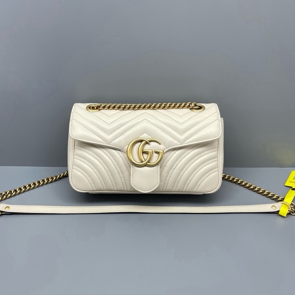 Authentic Pre-owned Gucci Marmont Medium26cm Shoulder Bag in White