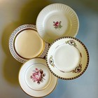 4 Vtg Mismatched China BREAD DESSERT Plates Plate Set Mixed White Pink Gold Rose