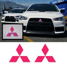 08-2017 Lancer Evo Emblem Front Rear Overlays Decal Wrap Jdm Precut - Pink