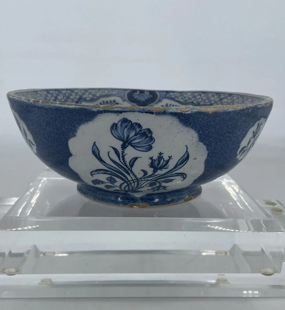 Delft Blue and White Berry Colander Strainer (Restored)
