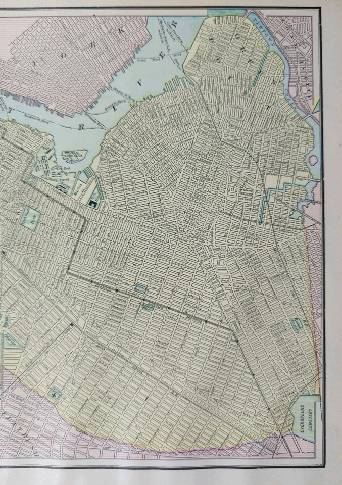 Mapa Brooklyn New York 1891 vintage 14"x11" antiguo original Brooklyn Heights Foto 3 de 4