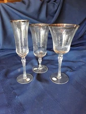 GORHAM,   THEME,   Platinum edge, 1 Ice Tea Glass ,  1 Goblet  and 1 Champagne