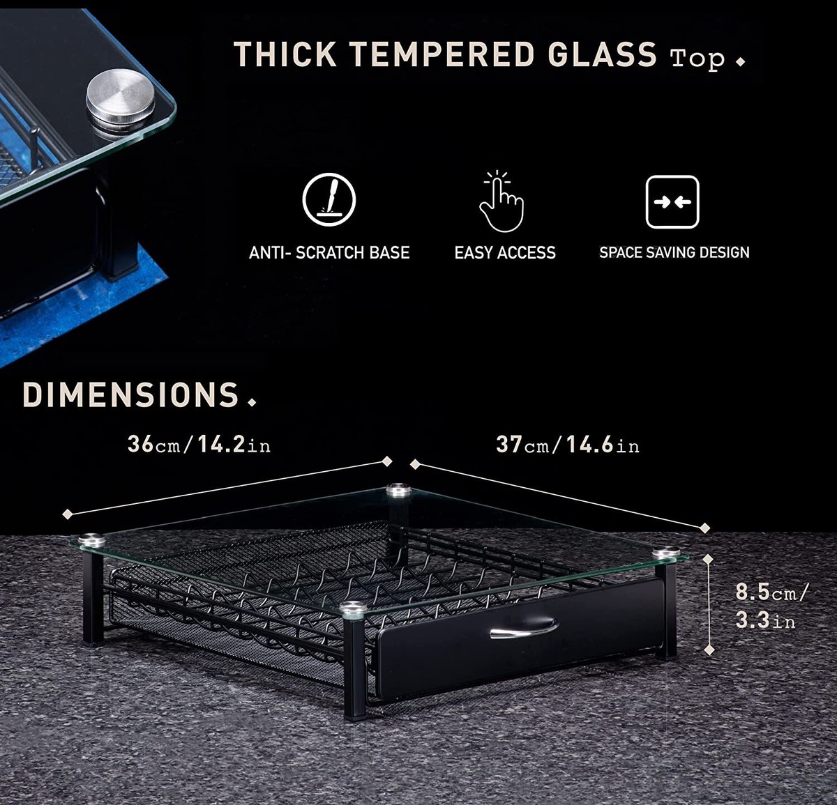 Nespresso Pod Drawer Organizer - 40 Capsule Storage Rack, Coffee Capsule Shelf For