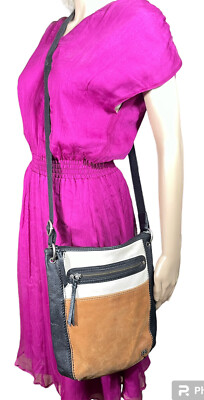 The SAK Cross Body Purse Brown Tri-Color Laurel Leather Shoulder Handbag 