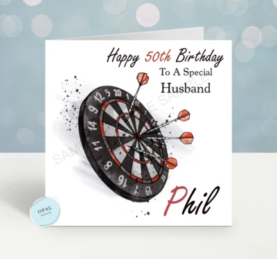 Personalised Birthday Card Darts Mens Boys Teens Son Husband Grandson Brother