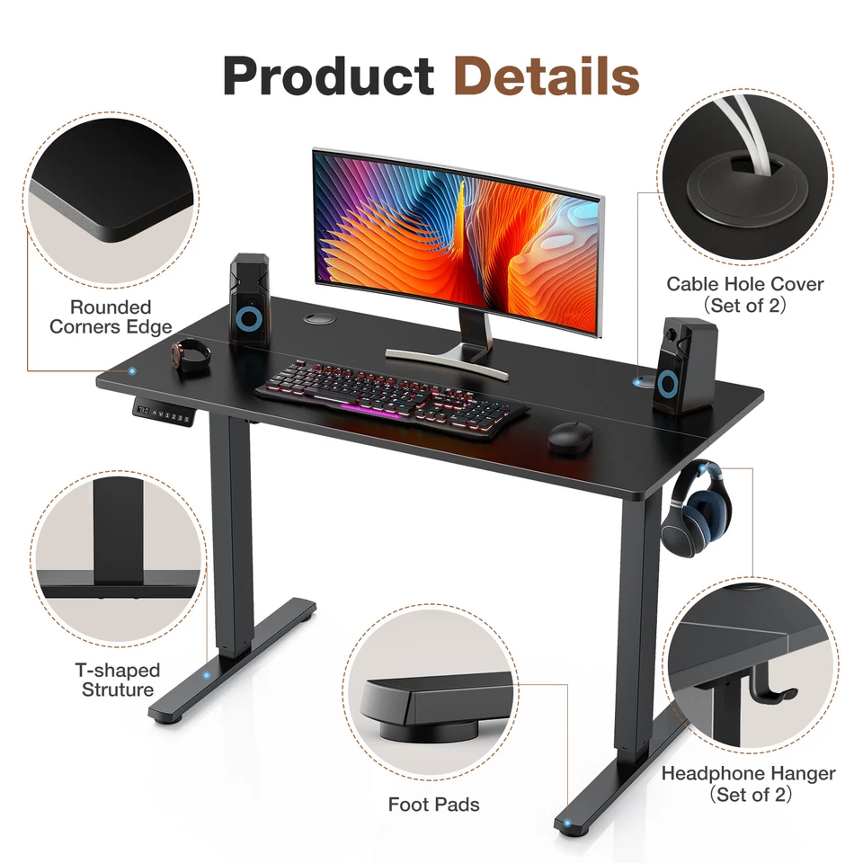 Escritorio eléctrico de pie - 40/48/55/63 x 24 pulgadas ajustable para sentarse a ponerse de pie Foto 4 de 4