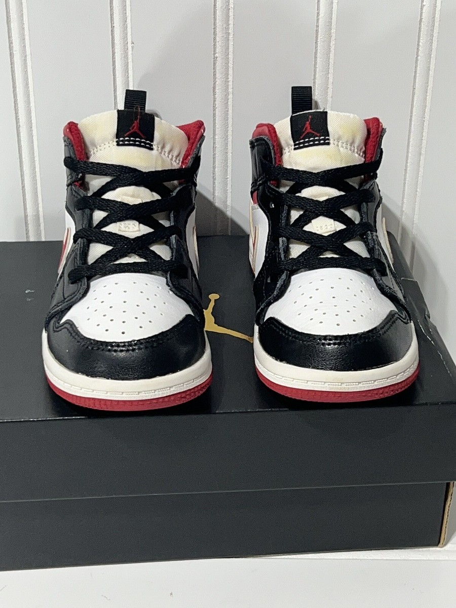 Nike Air Jordan 1 Mid TD Size 9c White Gym Red Black Toddler