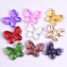 5pcs Butterfly Shape 33x28mm Crystal Glass Loose Beads For Jewelry Making DIY