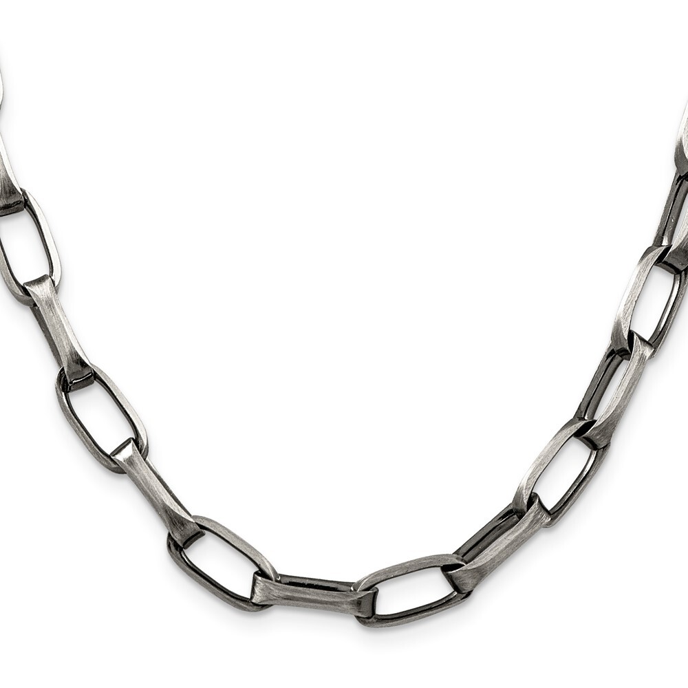 Sterling Silver Antiqued 8mm Elongated Open Link Chain Necklace 22