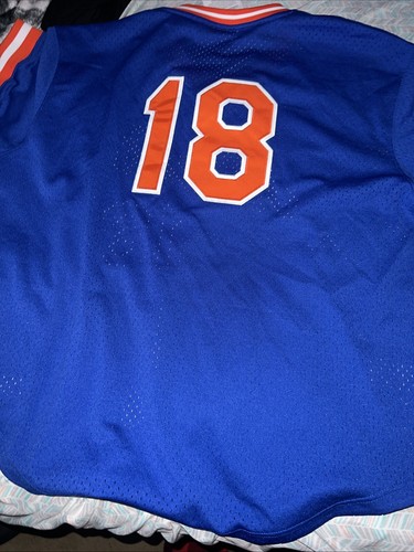 Mitchell & Ness New York Mets Mlb Darryl Strawberry #18 Jersey Authentic Blue XL - Picture 4 of 5
