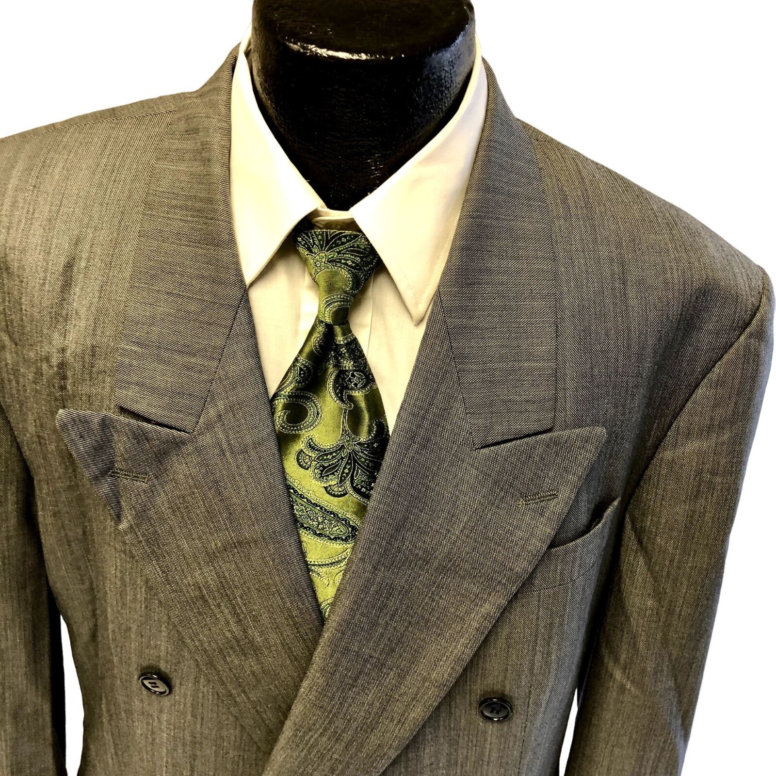 Cappotto Sportivo Vintage Yves Saint Laurent BIRDSEYE Giacca Doppio Petto YSL Blazer 42