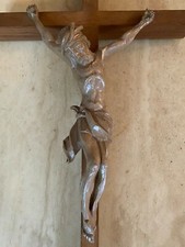 Antikes Wandkreuz - Holzkreuz - geschnitzt - Jesus Christus - Kruzifix  1960er
