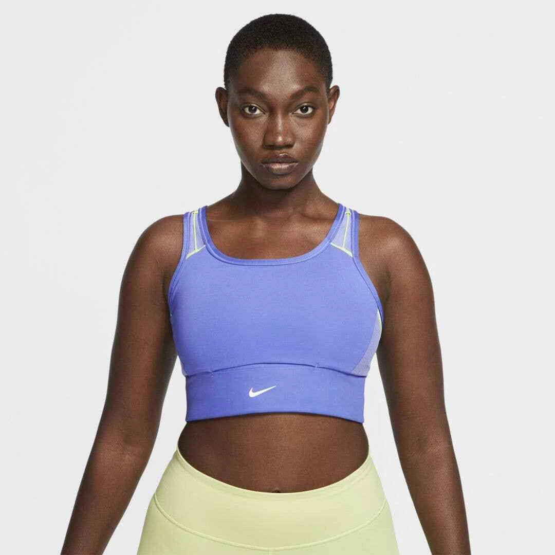 NWT Nike Women's Sports Bra Swoosh Pocket 6 Hidden Pockets Dri-fit Blue XS