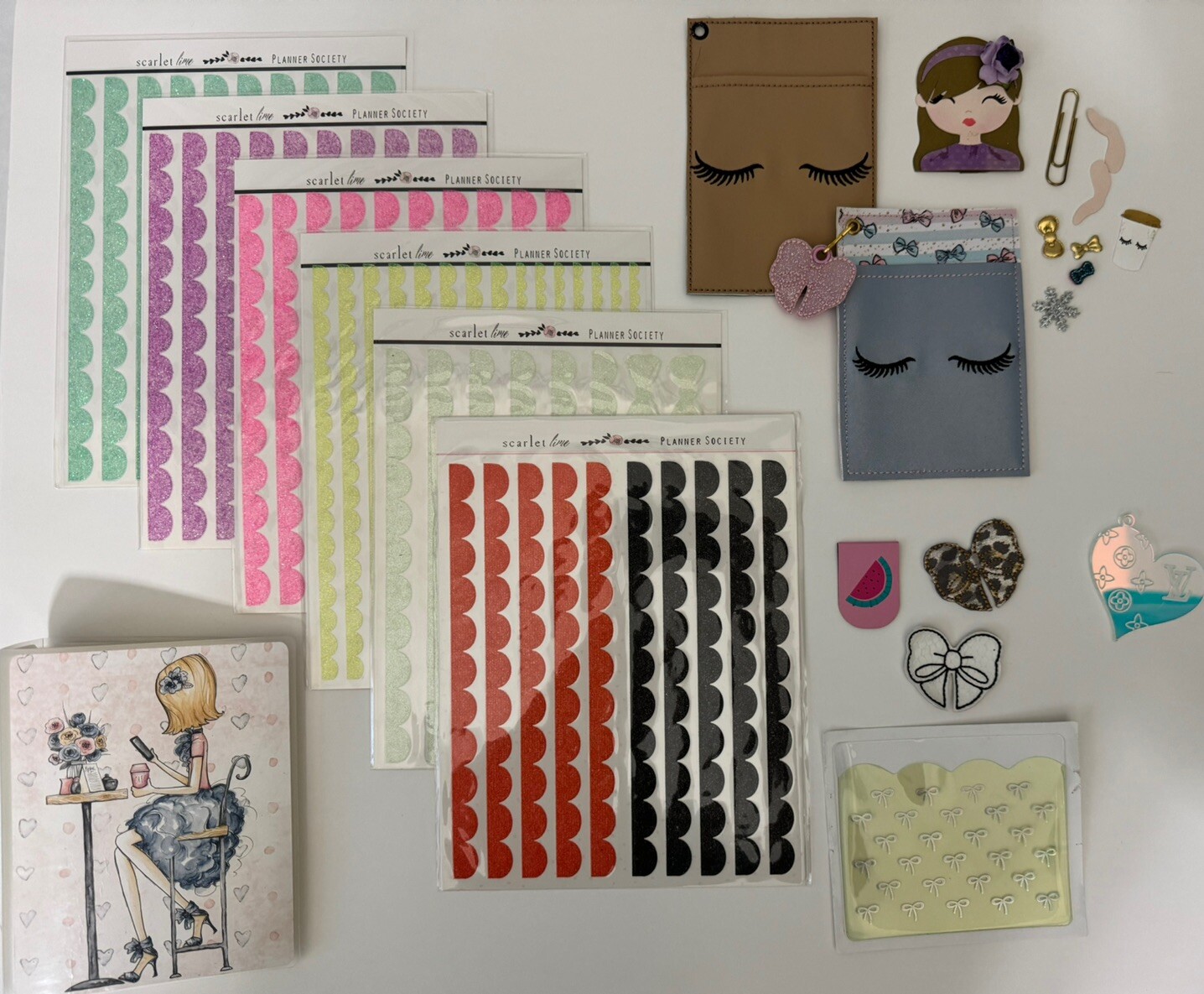 Handmade Travelers Notebook Kit with Stickers Pouches & Planner Accessories  -image