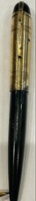 Eversharp Skyline Black 14K Nib Lever Fountain Pen Vintage Gold Striped Cap