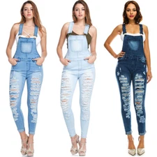 American Bazi Women's Jumpsuit Romper Ripped Skinny Jean Overalls -RJHO837-CC1B