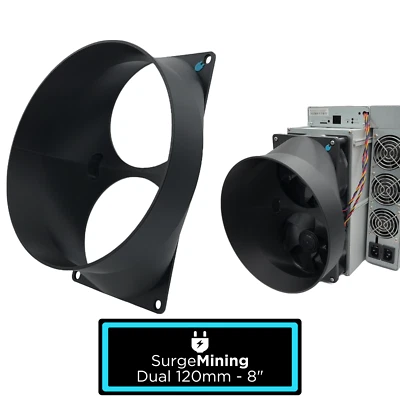 Dual 120mm to 8 Inch Fan Duct Intake Exhaust Silencer ASIC Antminer IceRiver