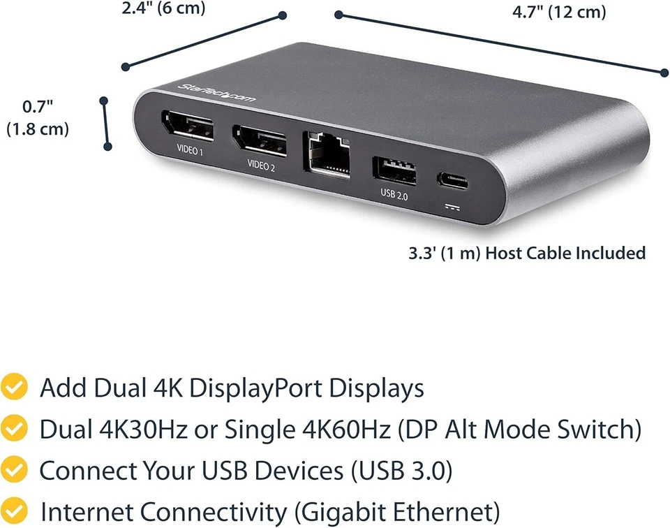 StarTech USB-C Dual Monitor Dual DisplayPort Multiport Adapter - DK30C2DAGPD - Image 4 of 4