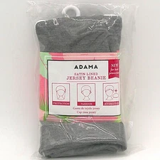 ADAMA Satin Lined Jersey Beanie Ultra Soft, Fashionable Hipster Chic, Brand New!