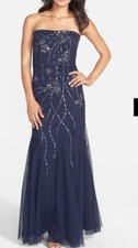 Adrianna Papell Womens Color Navy Embellished Maxi Evening Dress Gown 14