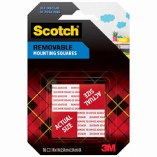 6 PAK 3M; Scotch Removable Heavy Duty; 1inx 1in(25.4mm x 25.4mm) Mounting Squ...