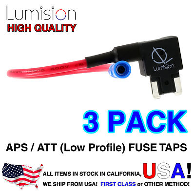3 PACK Lumision Add-A-Circuit Low Profile APR APT Fuse Tap Lot Dash Cam Radar