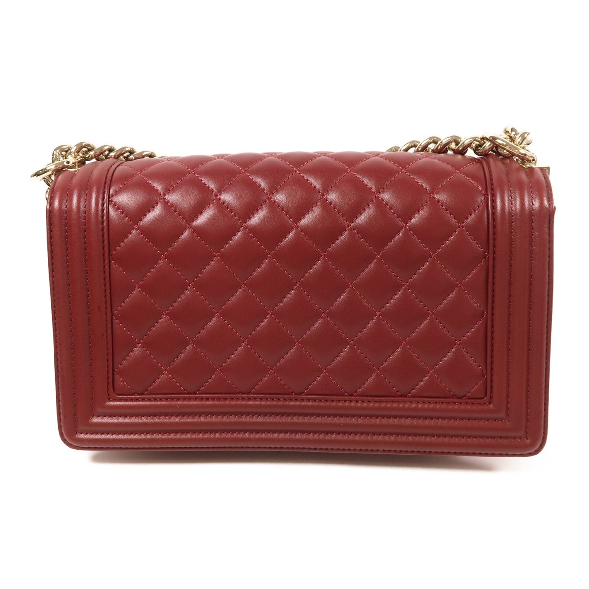 【ヴィンテージ】Rank:A☆Chanel Red Boy ショルダーバック CHANEL CC GHW Boy 25 Chain Shoulder Bag Lambskin Leather