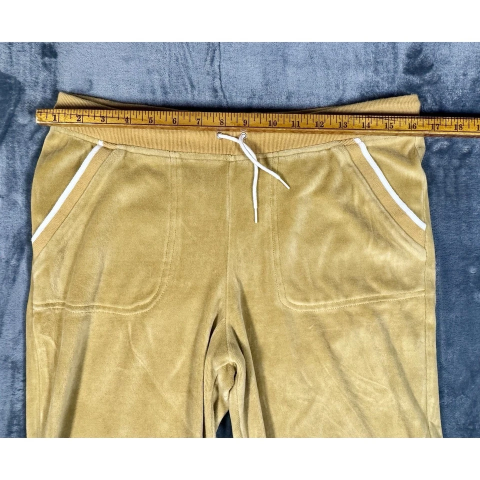 Pantalones acampanados con cordón de terciopelo inclinable Y2K, mostaza talla M para mujer Foto 3 de 4