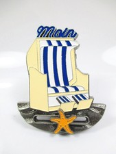 Nordsee Ostsee Strandkorb mit Seestern Schieber Premium Metall Magnet Souvenir