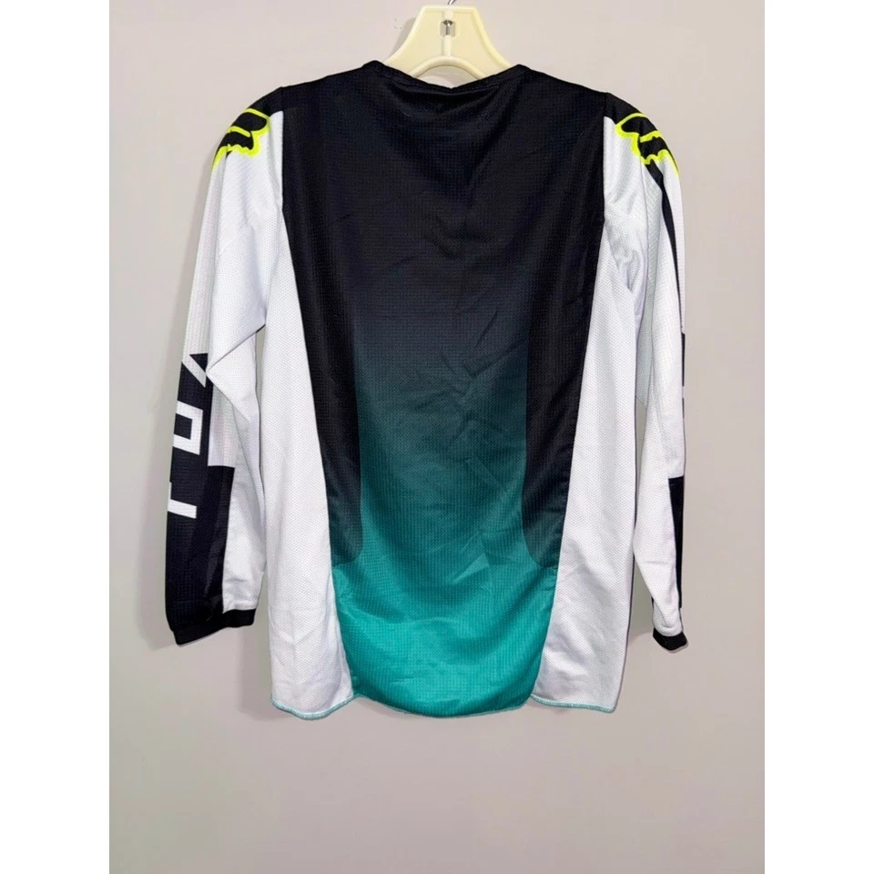 Camiseta deportiva para niños jóvenes YXL Fox Racing 180 negra verde blanca manga larga motocross Foto 4 de 4