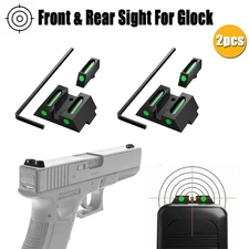 2x Aluminum Fiber Optic Front & Rear Sight Glow in the Night for Glock 17 - 39