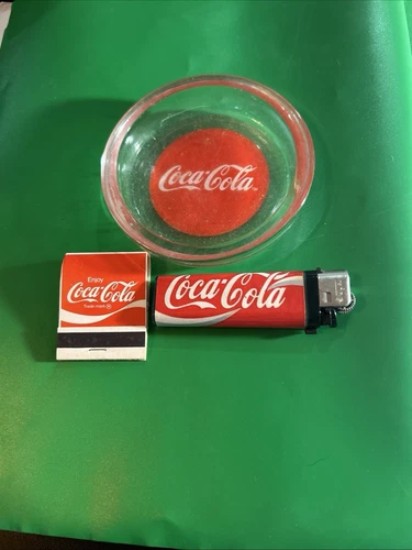 Vintage Round Coca-Cola Ashtray With Coca Cola Match Boxes