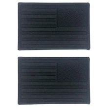 2PC Black Reversed 3x2 Inch USA Flag Hook Fastener Patch for Uniforms and Clothi