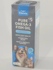 Chewia Omega 3 Fish Oil for Dogs, 100% Wild Caught  Fish Oil - 8 Oz