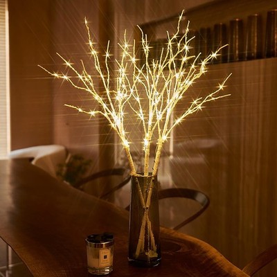 Lighted Birch Branch with Fairy Lights 32IN 150 LED Plug in, Artificial White...