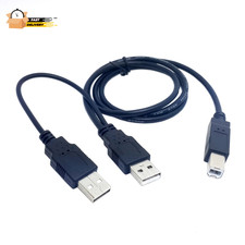 Dual USB 2.0 Male to Standard B Male Y Cable 80Cm for Printer Scanner