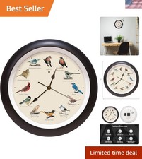 13" Analog Black Singing Bird Clock with Silent Operation - Perfect for Home