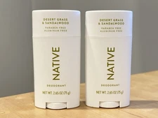 Native Deodorant Desert Grass & Sandalwood Aluminum Free 2.65oz Lot Of 2