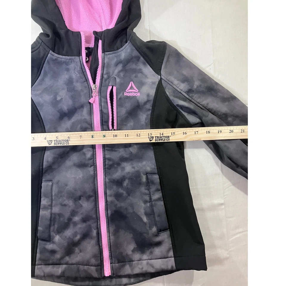 Chaqueta Softshell Reebok Niñas Talla 6/6x Gris Rosa Cremallera Abrigo Activo Foto 3 de 4