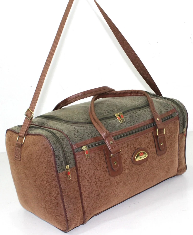 54cm Faux Leather Suede Holdall Luggage Weekend Duffel Cabin Travel Case Bag Gym - Image 2 of 4