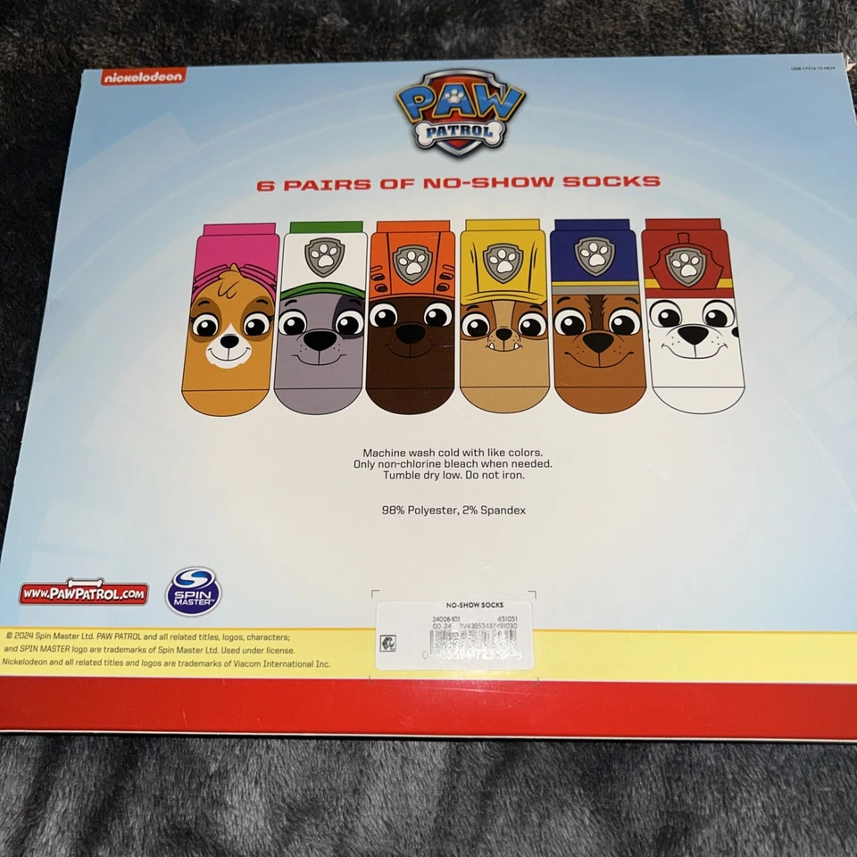 Детский Paw Patrol No-Show носки комплект из 6 обуви размер большой 3-9 новый - Изображение 2 из 4
