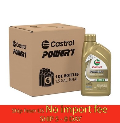 Castrol Power1 4T 10W-50 Full Synthetic Motorc...1 Quart, Pack of 6 (a19.5)