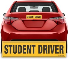 Student Driver Magnet for Car - 12"x3" Reflective Safety Sign, Removable 1